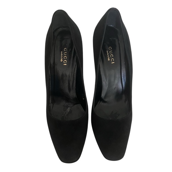 Gucci Vintage Black Suede Pumps Size 7 Platform Classic elegant style - Picture 3 of 8